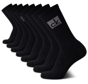 calvin klein men’s athletic socks – lightweight cotton blend crew socks (8 pack), size shoe size: 7-12, black