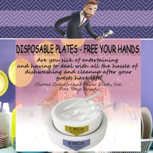 Chinette Paper Plates Dinner (7 inch 50 Pcs) + Disposable Plates (9 inch 50 Pcs), Dessert Plates Disposable, Compostable Biodegradable Dinner Plates, Set of 100, Suitable for Restaurant/Fast Food Shop