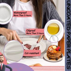 Chinette Paper Plates Dinner (7 inch 50 Pcs) + Disposable Plates (9 inch 50 Pcs), Dessert Plates Disposable, Compostable Biodegradable Dinner Plates, Set of 100, Suitable for Restaurant/Fast Food Shop