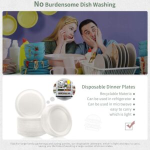 Chinette Paper Plates Dinner (7 inch 50 Pcs) + Disposable Plates (9 inch 50 Pcs), Dessert Plates Disposable, Compostable Biodegradable Dinner Plates, Set of 100, Suitable for Restaurant/Fast Food Shop