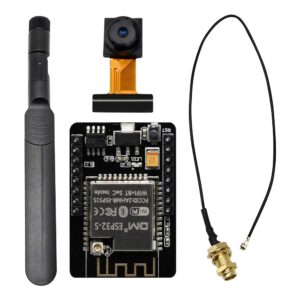 aideepen esp32 cam w-bt camera module ov2640 2.0mp with 8dbi high gain dual-band + 20cm ipex to rp-sma cable