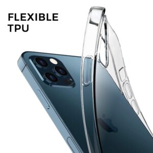 Aeska iPhone 12 Case, iPhone 12 Pro Case, Ultra [Slim Thin] Flexible Clear TPU [Scratch-Resistant] Gel Rubber Soft Skin Silicone Protective Case Cover for iPhone 12/iPhone 12 Pro 6.1'' (Clear)