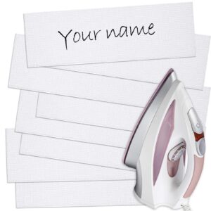 iron on name labels for clothing 2 x 0.6 inch writable clothes name labels tags washable precut fabric clothing personalized name labels for kids nursing home, day care and uniform (150 pieces)