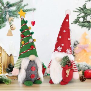 HIALTODAY Christmas Gnomes Decor 2 Pack, Swedish Gnome Plush Ornament Tomte Santa Elf Dwarf for Thanksgiving Decorations (Style:A)