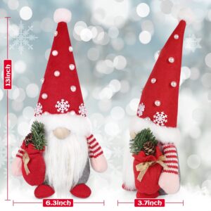 HIALTODAY Christmas Gnomes Decor 2 Pack, Swedish Gnome Plush Ornament Tomte Santa Elf Dwarf for Thanksgiving Decorations (Style:A)