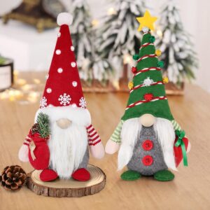 HIALTODAY Christmas Gnomes Decor 2 Pack, Swedish Gnome Plush Ornament Tomte Santa Elf Dwarf for Thanksgiving Decorations (Style:A)