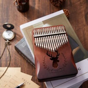 Vbh Kalimba 17 Keys Thumb Piano with Study Instruction and Tune Hammer, Portable Solid Mahogany Finger Piano, Gift for Kids Adult Beginners