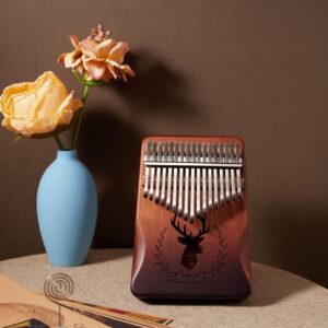 Vbh Kalimba 17 Keys Thumb Piano with Study Instruction and Tune Hammer, Portable Solid Mahogany Finger Piano, Gift for Kids Adult Beginners