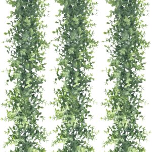 3 Pack Eucalyptus Garland Spring Artificial Greenery Garland 17.7 Ft Fake Vines Hanging Plants Faux Wedding Backdrop Arch Wall Greenery Decor for Home Wedding Party Mantle Table Decor