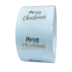lanema merry christmas sticker 500pcs/roall 1 inch gold foil round seal sticker transparent sticker for business hand gift envelope