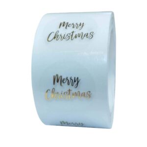 Lanema Merry Christmas Sticker 500pcs/Roall 1 Inch Gold Foil Round Seal Sticker Transparent Sticker for Business Hand Gift Envelope