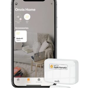 Onvis Door Window Contact Sensor, Magnetic Home Security System, Works with HomeKit, Automatic Notifications, Remote Access, Bluetooth Wireless Low Energy Battery Powered, No Hub Required