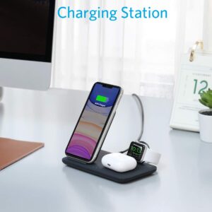 Anker Wireless Charging Station for Apple, PowerWave 3-in-1 Qi-Certified Stand for iPhone 14 Series, AirPods Pro, Apple Watch Series 1-6 (Watch Charging Cable & QC Adapter Not Included)