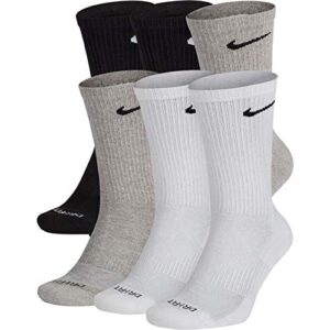 nike men's everyday plus cushion crew socks (6 pair), multi-color sx6897 (922), x-large (12-15)