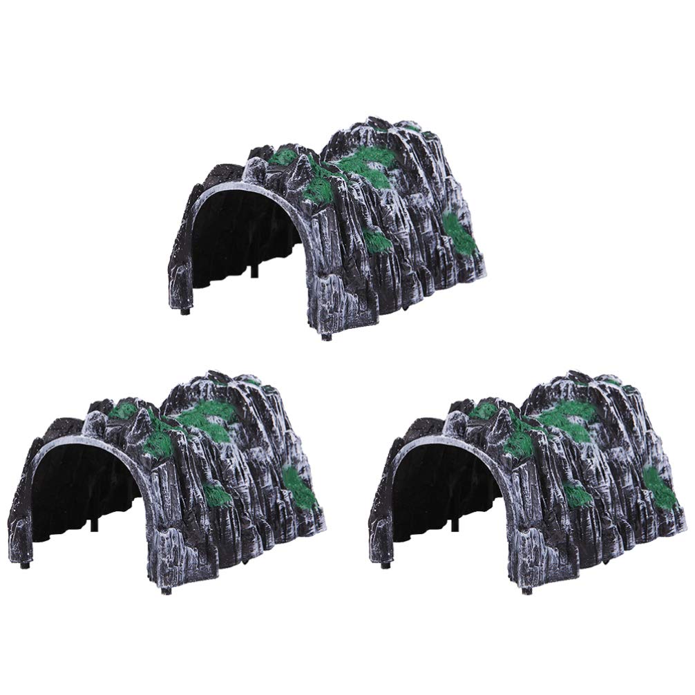 Toyvian Simulation Rockery Train Cave Tunnel Model DIY Miniature Railway Scene Accessory for Home Art Plastic Rockery Tunnel Figurine Miniature Garden Decor-3PCS