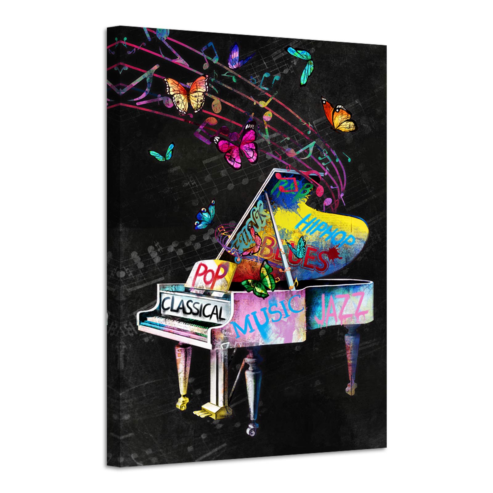 LevvArts Piano Wall Art Decor Grunge Graffiti Painting Canvas Pictures Artwork Pop Music Poster Art Prints for Home Bedroom Room Decorations 24x36inch