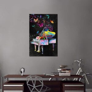 LevvArts Piano Wall Art Decor Grunge Graffiti Painting Canvas Pictures Artwork Pop Music Poster Art Prints for Home Bedroom Room Decorations 24x36inch