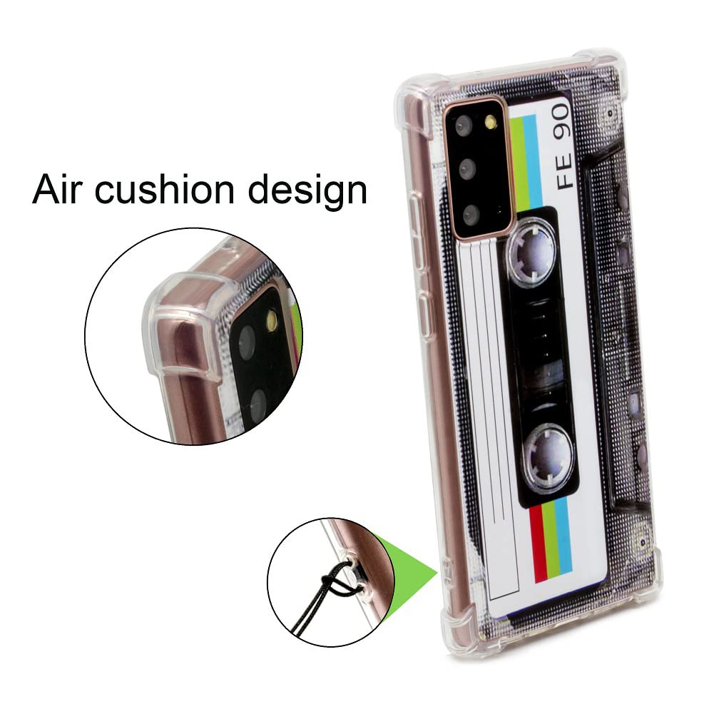 FAteamll Case for Galaxy Note 20,with Reinforced Corners TPU Soft Bumper Retro Cassette Tape Case Compatible with Samsung Galaxy Note 20