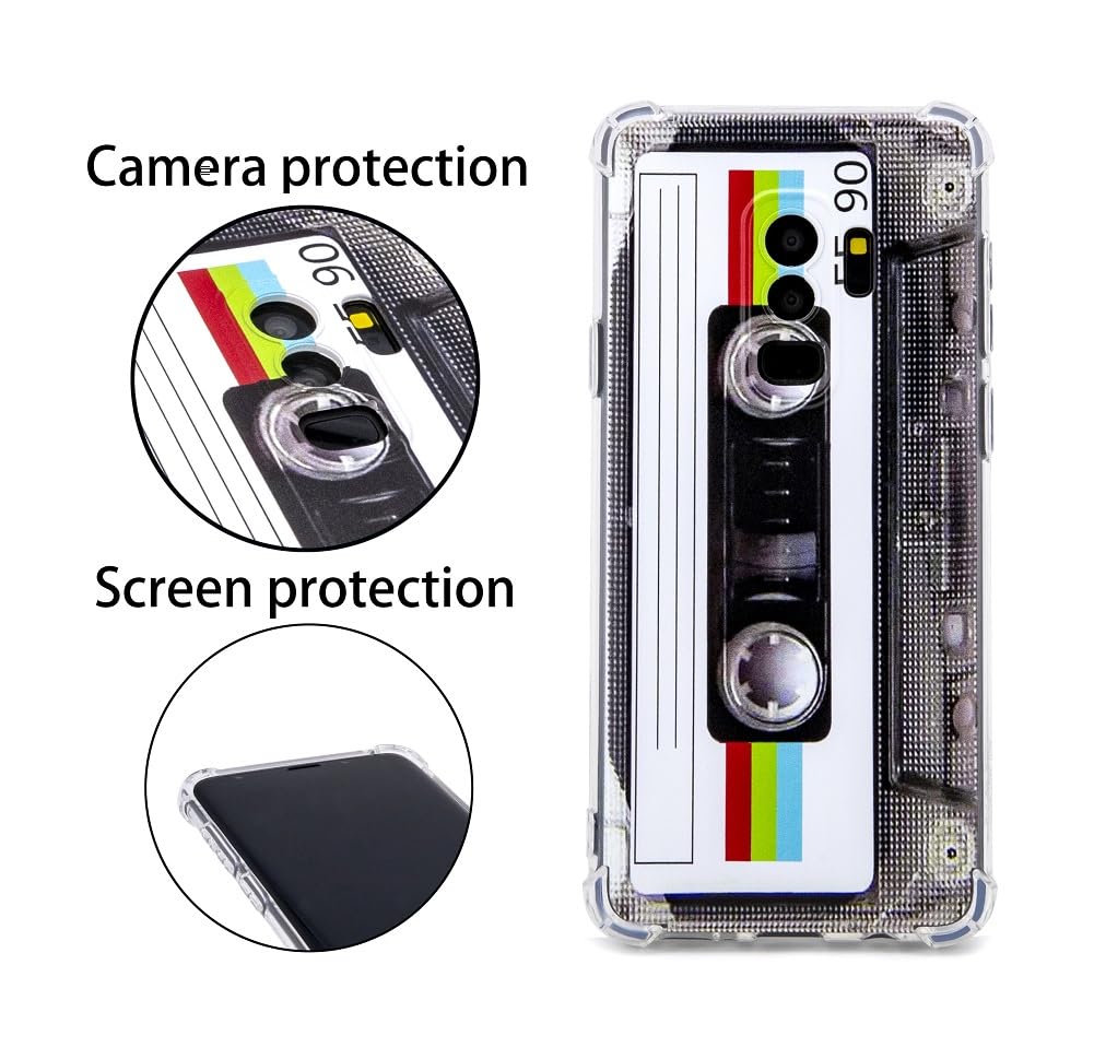 FAteamll Case for Galaxy S9 Plus,with Reinforced Corners TPU Soft Bumper Retro Cassette Tape Case Compatible with Samsung Galaxy S9+