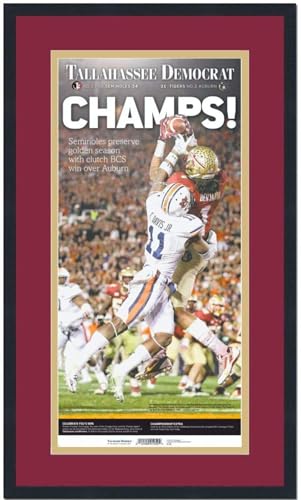 Framed Tallahassee Democrat Florida State Seminoles 2013 NCAA National Champions 17x27 Newspaper Cover Photo Professionally Matted