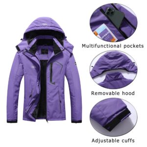 Pooluly Women's Ski Jacket Warm Winter Waterproof Windbreaker Hooded Raincoat Snowboarding Jackets