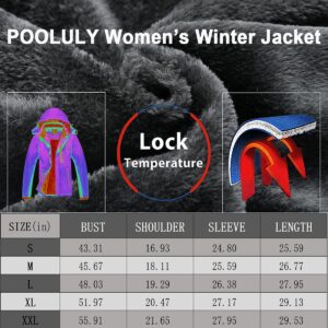 Pooluly Women's Ski Jacket Warm Winter Waterproof Windbreaker Hooded Raincoat Snowboarding Jackets