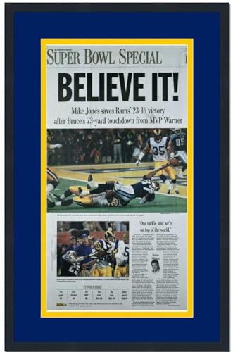 Framed St. Louis Post Dispatch Rams Super Bowl XXXIV 34 Champions 17x27 Football Newspaper Cover Photo Professionally Matted