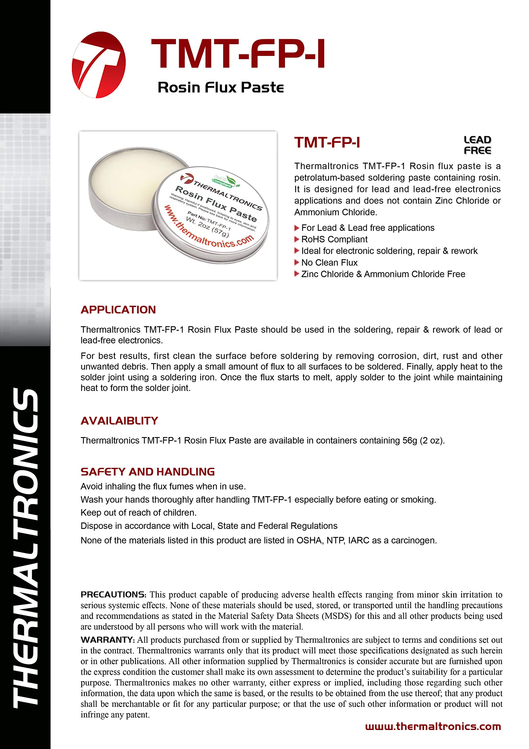 Thermaltronics TMT-FP-1 Rosin Flux Paste, 2.0 oz (57 g)