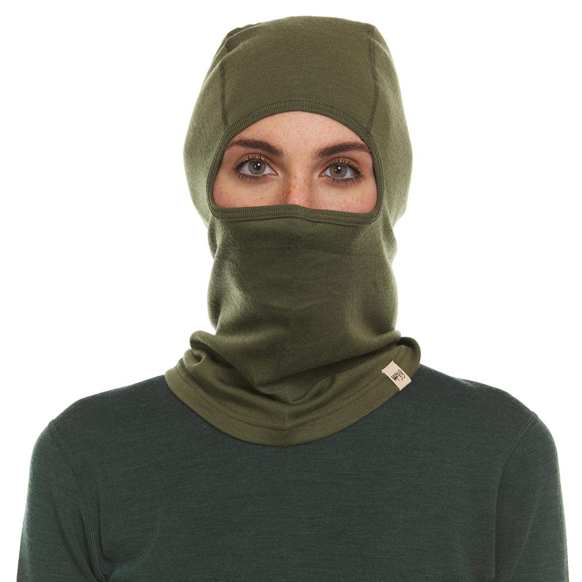 100% Merino Wool Balaclava Olive Drab One Size