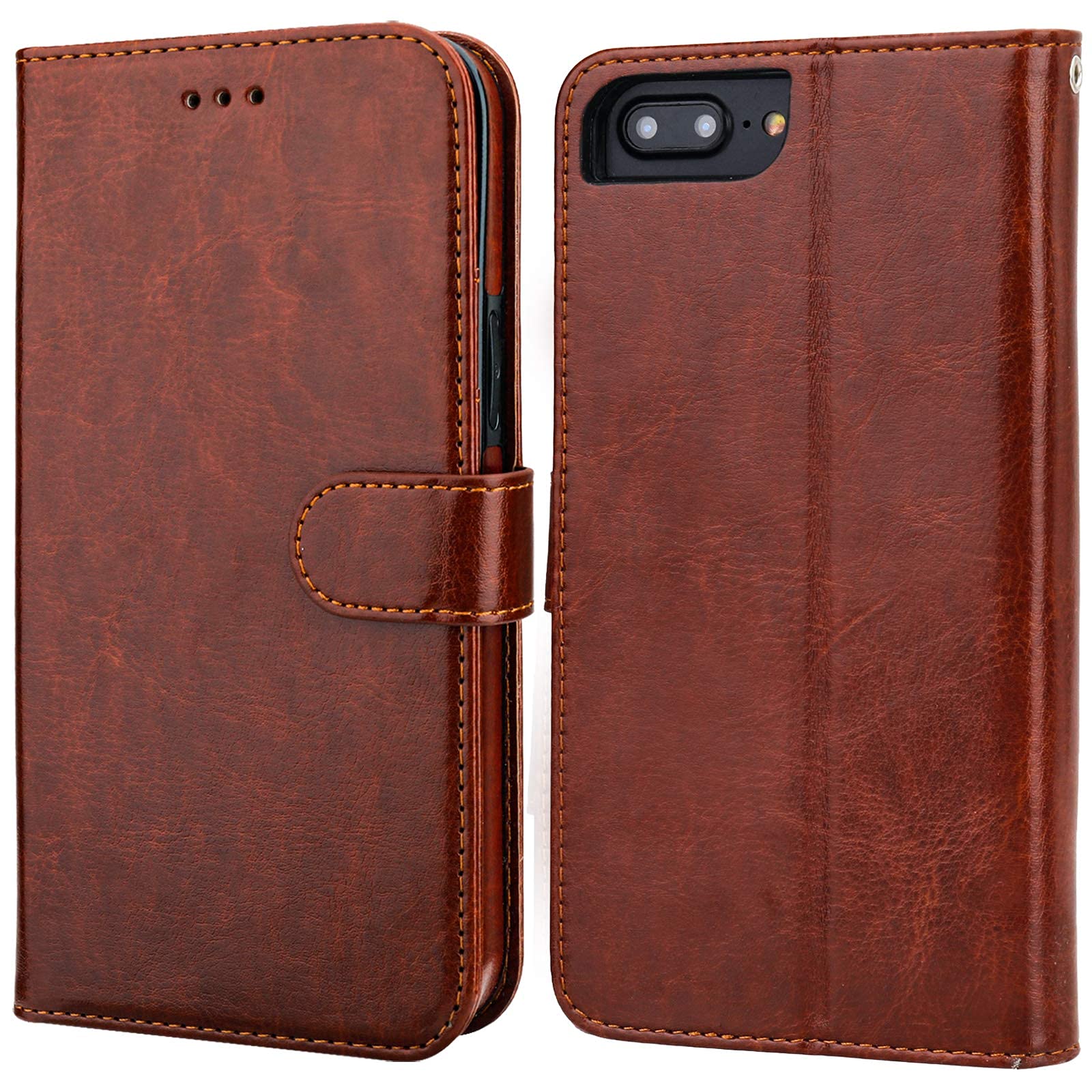 Bocasal iPhone 8 Plus iPhone 7 Plus Wallet Case with Card Holder PU Leather Magnetic Detachable Kickstand Shockproof Wrist Strap Removable Flip Cover for iPhone 7/8 Plus 5.5 inch (Brown)