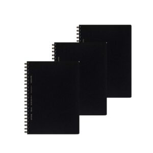kokuyo. soft ring notebook business, 5mm grid 70 sheets black (b6) - 3 pack