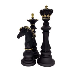 looyar three pack chess king queen knight statue sculpture ornament collectible figurine craft furnishing for home house decoration office desk table wine cabinet arrangement gift