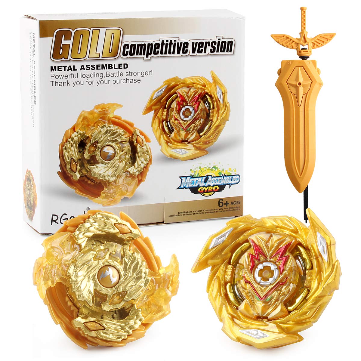 RGoal Bey Battle Burst Gyro Attack Blades Metal Fusion Evolution Combination with Starter Battle Arena, Launchers & Includes 2 Battling Metal Gyro Blades