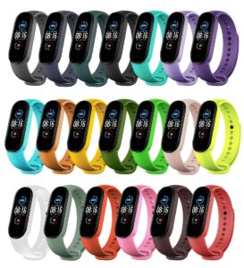 yuuol replacement bands compatible with xiaomi mi band 6/xiaomi mi band 5/amazfit band 5, soft silicone wristbands, sport adjustable wrist strap for women men