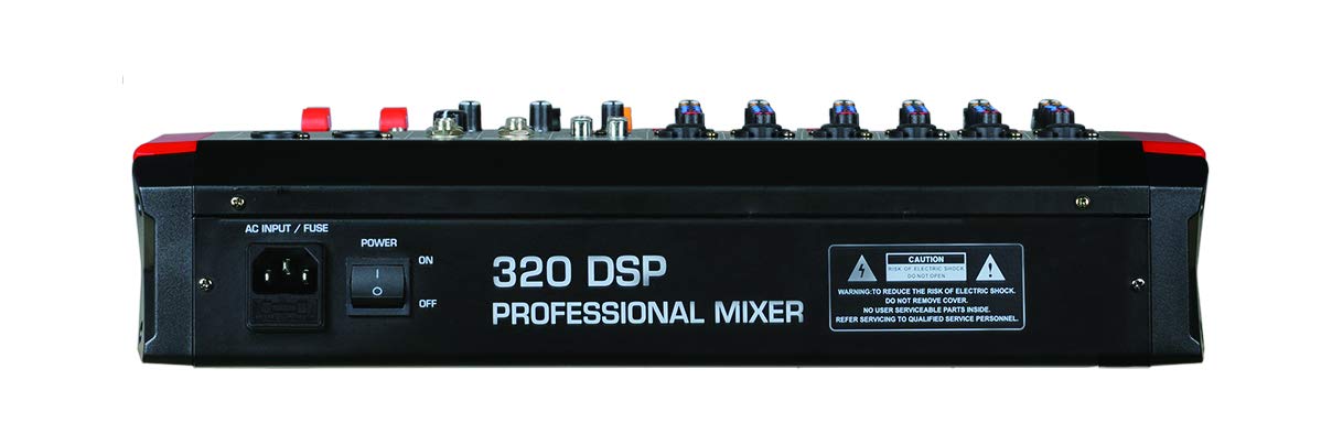 Audio2000'S AMX7372 Six-Channel Audio Mixer with 320 DSP Sound Effects, Stereo Sub Out with Sub-Out Level-Control Fader, Level-Control Faders on All Channels, and USB/Computer Interface