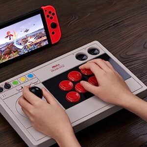 8Bitdo Arcade Stick for Switch & Windows, Arcade Fight Stick Support Wireless Bluetooth, 2.4G Receiver and Wired Connection