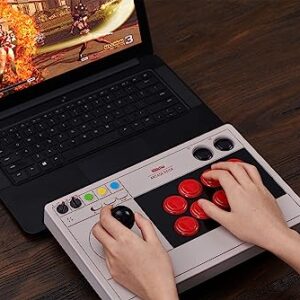 8Bitdo Arcade Stick for Switch & Windows, Arcade Fight Stick Support Wireless Bluetooth, 2.4G Receiver and Wired Connection