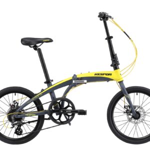 KESPOR Thunderbolt D8 Folding Bike for Adults, 20-inch Wheels, Rear Carry Rack, Shimano 8 Speed Alloy Easy Folding, Disc Brake (Yellow)