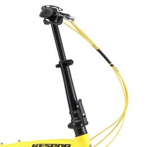 KESPOR Thunderbolt D8 Folding Bike for Adults, 20-inch Wheels, Rear Carry Rack, Shimano 8 Speed Alloy Easy Folding, Disc Brake (Yellow)