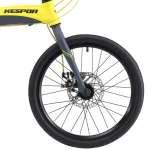 KESPOR Thunderbolt D8 Folding Bike for Adults, 20-inch Wheels, Rear Carry Rack, Shimano 8 Speed Alloy Easy Folding, Disc Brake (Yellow)