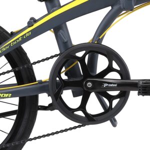 KESPOR Thunderbolt D8 Folding Bike for Adults, 20-inch Wheels, Rear Carry Rack, Shimano 8 Speed Alloy Easy Folding, Disc Brake (Yellow)