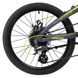 KESPOR Thunderbolt D8 Folding Bike for Adults, 20-inch Wheels, Rear Carry Rack, Shimano 8 Speed Alloy Easy Folding, Disc Brake (Yellow)