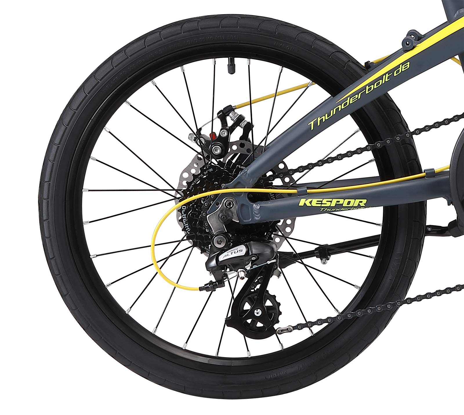 KESPOR Thunderbolt D8 Folding Bike for Adults, 20-inch Wheels, Rear Carry Rack, Shimano 8 Speed Alloy Easy Folding, Disc Brake (Yellow)