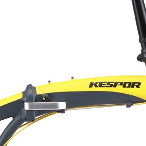 KESPOR Thunderbolt D8 Folding Bike for Adults, 20-inch Wheels, Rear Carry Rack, Shimano 8 Speed Alloy Easy Folding, Disc Brake (Yellow)