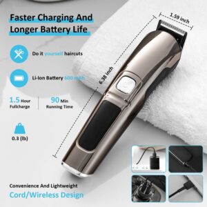 K Cordless Hair Clippers For Men Professional,Beard Nose Hair Trimmer,Grooming Kit For Men,Clippers For Hair Cutting Tools,Gift For Men/Dad/Husband/Boyfriend/Brother/Kid,Rechargeable LED Display