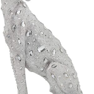 Studio 55D Sitting Leopard 16" High Silver Sculpture