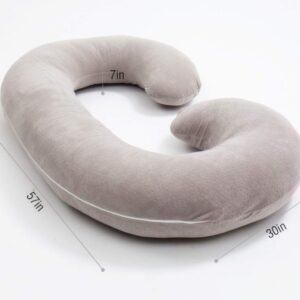 1 MIDDLE ONE Pregnancy Pillow, C Shaped Full Body Pillow for Maternity Support, Pregnant Women Sleeping Pillow with Velour Cover (Grey)