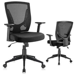 elabest office chair ergonomic desk chair, swivel task chair with adjustable armrest, soft sponge cushion, lumbar support, mid back mesh computer chair