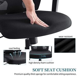 ELABEST Office Chair Ergonomic Desk Chair, Swivel Task Chair with Adjustable Armrest, Soft Sponge Cushion, Lumbar Support, Mid Back Mesh Computer Chair