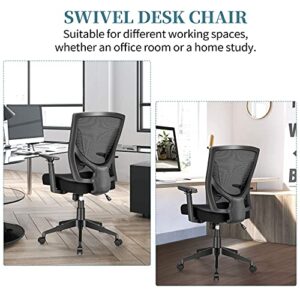 ELABEST Office Chair Ergonomic Desk Chair, Swivel Task Chair with Adjustable Armrest, Soft Sponge Cushion, Lumbar Support, Mid Back Mesh Computer Chair